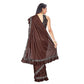 Generic Women's Lycra Solid Saree With Unstitched Blouse (Brown, 5.5 Mtr)