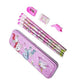 8_Pcs Set Unicorn Metal Pencil Box With 4 Pencils, 1 Sharpner, 1 Eracer And 1 Pencil Cap| Metal Box| Stationery | 3+ Years