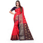 Generic Women's Silk Blend Woven Saree With Unstitched Blouse 5.5Mtr (Red)