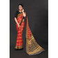 Generic Women's Georgette Floral Print Saree With Unstitched Blouse 5.5Mtr (Red)