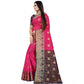 Generic Women's Silk Blend Woven Saree With Unstitched Blouse 5.5Mtr (Blue-Pink)