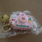 Wide view of colorful projective camera keychain accessory on white