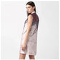 Generic Women's Polyester Printed Sleeveless Above Knee Dress (Orange)