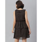 Generic Women's Polyester Peplum Sleeveless Above Knee Dress (Black)