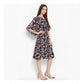 Generic Women's Polyester Floral Short Sleeve Knee-Length Dress (Black - Multicolor)