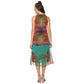 Generic Women's Polyester Floral Sleeveless Below Knee Dress (Multicolor)