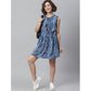 Generic Women's Rayon Tie &amp; Dye Sleeveless Above Knee Dress (Blue)