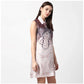 Generic Women's Polyester Printed Sleeveless Above Knee Dress (Orange)