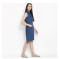 Generic Women's Denim Solid Sleeveless Above Knee Dress (Blue)