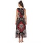 Generic Women's Polyester Printed Sleeveless Dress (Red - Black)