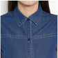 Generic Women's Denim Solid Sleeveless Above Knee Dress (Blue)
