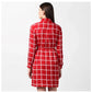 Generic Women's Polyester Checkered Long Sleeves Above Knee Dress (Red)