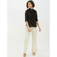 Generic Women's Polyester Ruffled Long Sleeves Standard Length Shirt (Black)