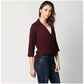 Generic Women's Polyester Solid 3-4th Sleeves Top (Maroon)