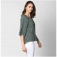 Generic Women's Polyester Printed 3-4th Sleeves Top (Green)