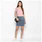 Generic Women's Denim Draw String Buttoned Skirt (Blue)