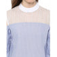 Generic Women's Cotton Striped Cold Shoulder Top (Blue)