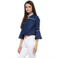 Generic Women's Polyester Solid Bell Sleeve Regular Top (Blue)