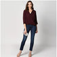Generic Women's Polyester Solid 3-4th Sleeves Top (Maroon)