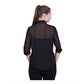 Generic Women's Polyester Printed Roll Up Sleeve Standard Length Shirt (Black)