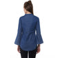 Generic Women's Denim Solid Bell Sleeve Regular Top (Blue Denim)