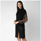 Generic Women's Polyester Animal Print Long Sleeves Top (Black)