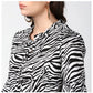 Generic Women's Polyester Animal Print Bell Sleeve Top (Black - White)