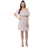 Generic Women's Rayon Floral Half Sleeve Above Knee Dress (Multicolor)