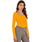 Generic Women's Polyester Solid Full Sleeves Square Neck Top (Yellow)
