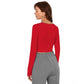 Generic Women's Polyester Solid Full Sleeves Square Neck Top (Red)