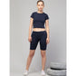 Generic Women's Polyester Solid Above Knee High-Rise Shorts (Navy)