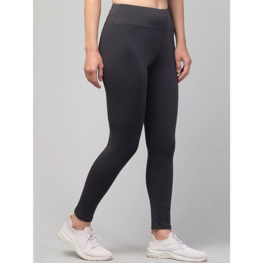 Generic Women's Polyester Solid Ankle Length High-Rise Tights (Grey)
