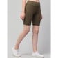 Generic Women's Polyester Solid Above Knee High-Rise Shorts (Olive)
