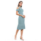 Generic Women's Knitting stretchable Solid Round Neck Sleeveless Dress (Pista )