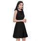 Generic Women's Polyester Solid Round Neck Sleeveless Dress (Black)