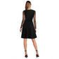 Generic Women's Knitting stretchable Solid Round Neck Full Sleeve Dress (Black)