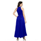 Generic Women's Polyster Solid Halter Neck Sleeveless Dress (Royal Blue)