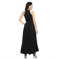 Generic Women's Polyster Solid Halter Neck Sleeveless Dress (Black)