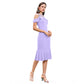 Generic Women's Knitting stretchable Solid Round Neck Sleeveless Dress (Purple)
