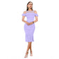 Generic Women's Knitting stretchable Solid Round Neck Sleeveless Dress (Purple)