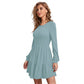 Generic Women's Knitting stretchable Solid Round Neck Full Sleeve Dress (Pista)
