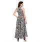 Generic Women's Polyester Zebra Pattern Halter Neck Sleeveless Dress (White)