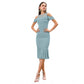 Generic Women's Knitting stretchable Solid Round Neck Sleeveless Dress (Pista )