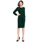 Generic Women's Knitting stretchable Solid Round Neck Full Sleeve Dress (Green)