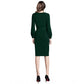Generic Women's Knitting stretchable Solid Round Neck Full Sleeve Dress (Green)