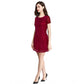 Generic Women's Rasal Solid Round Neck Cap Sleeve Dress (Maroon)