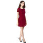 Generic Women's Rasal Solid Round Neck Cap Sleeve Dress (Maroon)