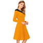 Generic Women's Knitting stretchable Solid Round Neck Full Sleeve Dress (Yellow)