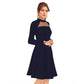 Generic Women's Knitting stretchable Solid Round Neck Full Sleeve Dress (Blue)