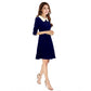 Generic Women's Polyester Solid Collar 3-4th Dress (Blue)